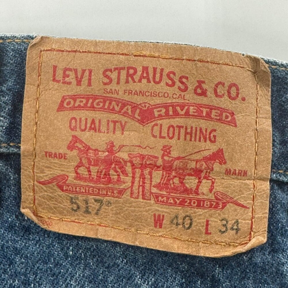 Levis 517 Mens Boot Cut Jeans Size 40x34 Blue Denim Straight Leg Classic Fit - Picture 5 of 8
